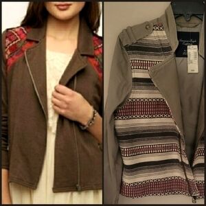 NEW! AMERICAN EAGLE OUTFITTERS Twill Aztec Moto Jacket XL.